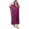 imageWomen Long Embroidered Dubai Kaftan Satin Silk Maxi Dress Plus Size Embroidery African Caftan for Wedding PartyPurple Passion