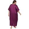 imageWomen Long Embroidered Dubai Kaftan Satin Silk Maxi Dress Plus Size Embroidery African Caftan for Wedding PartyPurple Passion