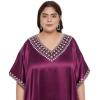 imageWomen Long Embroidered Dubai Kaftan Satin Silk Maxi Dress Plus Size Embroidery African Caftan for Wedding PartyPurple Passion