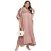 imageWomen Long Embroidered Dubai Kaftan Satin Silk Maxi Dress Plus Size Embroidery African Caftan for Wedding PartyWithered Rose