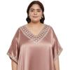 imageWomen Long Embroidered Dubai Kaftan Satin Silk Maxi Dress Plus Size Embroidery African Caftan for Wedding PartyWithered Rose