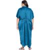 imageWomen Solid Satin Kaftan Maxi Dress Button Kimono for Holiday Crystal Blue