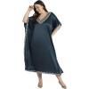 imageCaftans for Women Satin Silk Embroidery Long Kaftan Plus Size Beach Cover Ups Embroidered Maxi Dresses for LadiesDarkest Spruce