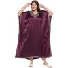 imageCaftans for Women Satin Silk Embroidery Long Kaftan Plus Size Beach Cover Ups Embroidered Maxi Dresses for LadiesGrape Wine
