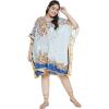imageOussum African Dashiki Caftan Tunic Tops Kimono Dress Summer Evening Plus Size Kaftan CoverUp for WomenSky Blue