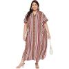 imageOussum Kaftan Plus Size Women Dress Button Down Kimono Side Slit Maxi Dresses Two Side Pocket Caftan for Casual WearRust