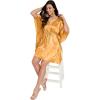 imageOussum Women Satin Silk Short Caftan Tunic Plus Size Beach Cover Up Kaftan Dress Sleepwear Nightwear Pajama DressesApricot Tan