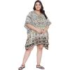 imageOussum Women Short Caftan Tunic Top Polyester Kaftan Dress Plus Size for BeachYellow  Black Leopard Print