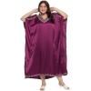 imageWomen Embroidery Fancy Long Kaftan Plus Size Satin Silky Maxi Dress Embroidered African Caftan Kimono Gown DressesPurple Passion