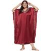 imageWomen Long Embroidered Dubai Kaftan Satin Silk Maxi Dress Plus Size Embroidery African Caftan for Wedding PartyJester Red