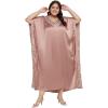 imageWomen Long Embroidered Dubai Kaftan Satin Silk Maxi Dress Plus Size Embroidery African Caftan for Wedding PartyWithered Rose