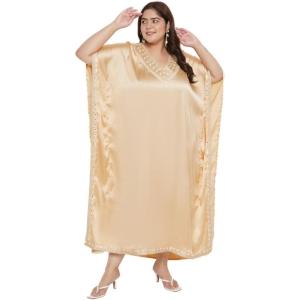 imageCaftans for Women Satin Silk Embroidery Long Kaftan Plus Size Beach Cover Ups Embroidered Maxi Dresses for LadiesApricot Gelato