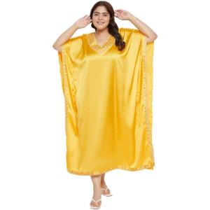 imageCaftans for Women Satin Silk Embroidery Long Kaftan Plus Size Beach Cover Ups Embroidered Maxi Dresses for LadiesLemon Chrome