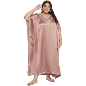 imageCaftans for Women Satin Silk Embroidery Long Kaftan Plus Size Beach Cover Ups Embroidered Maxi Dresses for LadiesWithered Rose