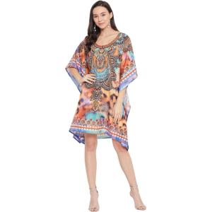 imageGypsie Blu Womens Short Kaftan Plus Size Short Loose Tunic Casual Kimono Mini Beach Dress Multicolor Leopard