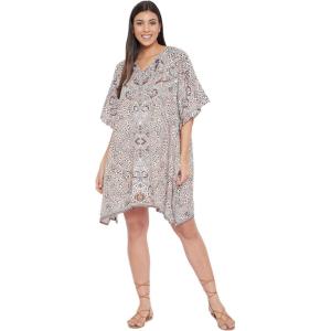 imageOussum African Dashiki Caftan Tunic Tops Kimono Dress Summer Evening Plus Size Kaftan CoverUp for WomenBeige Leopard Short Tunic