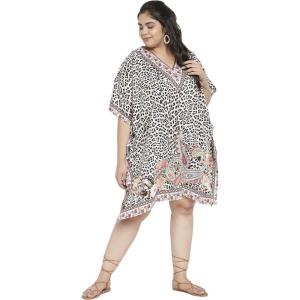 imageOussum Women Short Caftan Tunic Top Polyester Kaftan Dress Plus Size for BeachLeopard Paisley Tops