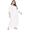 imageGypsie Blu Plus Size Kimono Long Beach Cover Up Outwear Dress Casual Rayon Lurex Ladies VNeck Maxi Caftan Solid Kaftan for Womens Cream with Gold