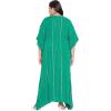 imageGypsie Blu Plus Size Kimono Long Beach Cover Up Outwear Dress Casual Rayon Lurex Ladies VNeck Maxi Caftan Style Solid Kaftan for Womens Green with Silver