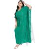 imageGypsie Blu Plus Size Kimono Long Beach Cover Up Outwear Dress Casual Rayon Lurex Ladies VNeck Maxi Caftan Style Solid Kaftan for Womens Green with Silver