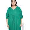 imageGypsie Blu Plus Size Kimono Long Beach Cover Up Outwear Dress Casual Rayon Lurex Ladies VNeck Maxi Caftan Style Solid Kaftan for Womens Green with Silver