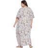 imageOussum Women Kaftan Plus Size Polyester Summer Caftan Cover Ups Maxi House DressBeige Floral