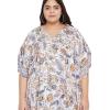 imageOussum Women Kaftan Plus Size Polyester Summer Caftan Cover Ups Maxi House DressBeige Floral