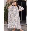 imageOussum Women Kaftan Plus Size Polyester Summer Caftan Cover Ups Maxi House DressBeige Floral