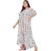imageOussum Women Kaftan Plus Size Polyester Summer Caftan Cover Ups Maxi House DressBeige Floral