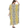 imageOussum Women Kaftan Plus Size Polyester Summer Caftan Cover Ups Maxi House DressBlack  Yellow Floral  Leopard