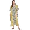 imageOussum Women Kaftan Plus Size Polyester Summer Caftan Cover Ups Maxi House DressBlack  Yellow Floral  Leopard