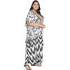 imageOussum Women Kaftan Plus Size Polyester Summer Caftan Cover Ups Maxi House DressBlack Abstract