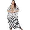 imageOussum Women Kaftan Plus Size Polyester Summer Caftan Cover Ups Maxi House DressBlack Abstract