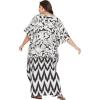 imageOussum Women Kaftan Plus Size Polyester Summer Caftan Cover Ups Maxi House DressBlack Abstract