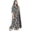 imageOussum Women Kaftan Plus Size Polyester Summer Caftan Cover Ups Maxi House DressBlack Floral