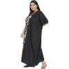 imageOussum Women Kaftan Plus Size Polyester Summer Caftan Cover Ups Maxi House DressBlack Floral