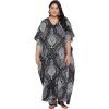 imageOussum Women Kaftan Plus Size Polyester Summer Caftan Cover Ups Maxi House DressBlack Paisley
