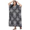 imageOussum Women Kaftan Plus Size Polyester Summer Caftan Cover Ups Maxi House DressBlack Paisley
