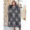 imageOussum Women Kaftan Plus Size Polyester Summer Caftan Cover Ups Maxi House DressBlack Paisley