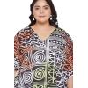imageOussum Women Kaftan Plus Size Polyester Summer Caftan Cover Ups Maxi House DressBrown Geometric
