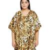imageOussum Women Kaftan Plus Size Polyester Summer Caftan Cover Ups Maxi House DressBrown Leopard Print