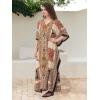 imageOussum Women Kaftan Plus Size Polyester Summer Caftan Cover Ups Maxi House DressGold