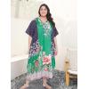 imageOussum Women Kaftan Plus Size Polyester Summer Caftan Cover Ups Maxi House DressGreen Long Kaftan