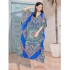 imageOussum Women Kaftan Plus Size Polyester Summer Caftan Cover Ups Maxi House DressMulticolor Blue Paisley Maxi Kaftan