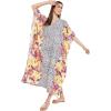 imageOussum Women Kaftan Plus Size Polyester Summer Caftan Cover Ups Maxi House DressMulticolor Floral