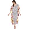 imageOussum Women Kaftan Plus Size Polyester Summer Caftan Cover Ups Maxi House DressMulticolor Floral