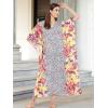 imageOussum Women Kaftan Plus Size Polyester Summer Caftan Cover Ups Maxi House DressMulticolor Floral