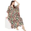 imageOussum Women Kaftan Plus Size Polyester Summer Caftan Cover Ups Maxi House DressMulticolor Leaf Print