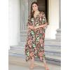 imageOussum Women Kaftan Plus Size Polyester Summer Caftan Cover Ups Maxi House DressMulticolor Leaf Print