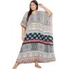 imageOussum Women Kaftan Plus Size Polyester Summer Caftan Cover Ups Maxi House DressMulticolor Paisley Kaftan